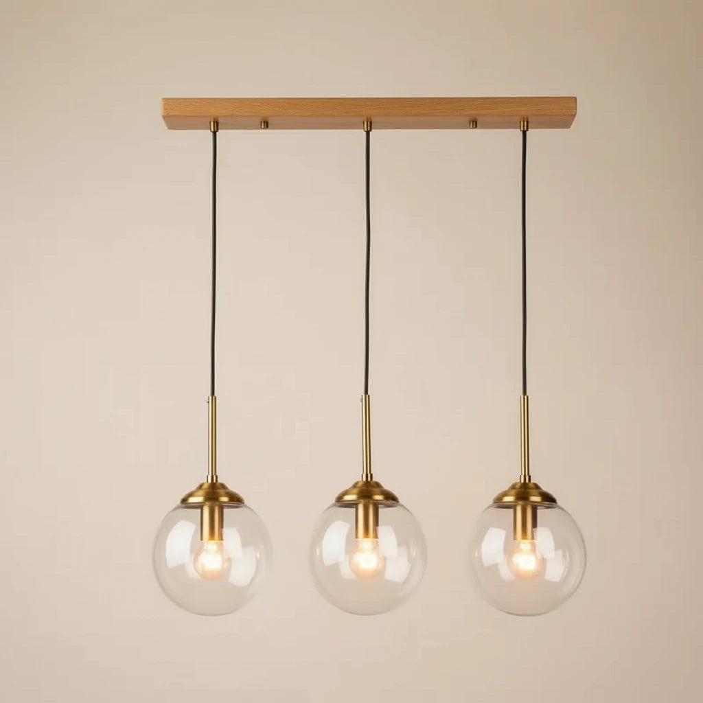 Marbella-Suspension verre ambré design – Luminaire moderne E27 pour salon ou salle à manger