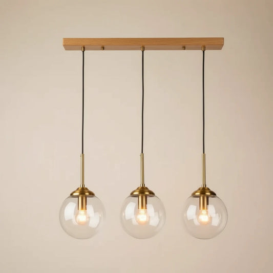 Marbella-Suspension verre ambré design – Luminaire moderne E27 pour salon ou salle à manger