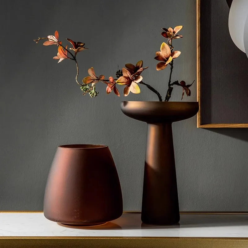 Vase en verre dépoli – Décoration florale & hydroponique