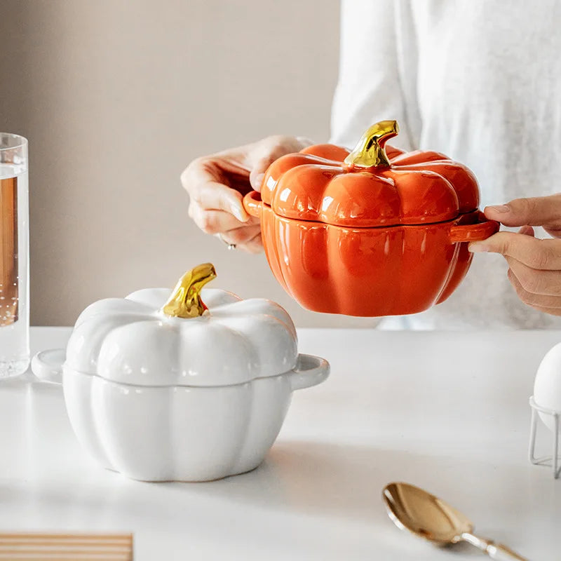 Bol citrouille en céramique avec couvercle – Décoration & art de la table