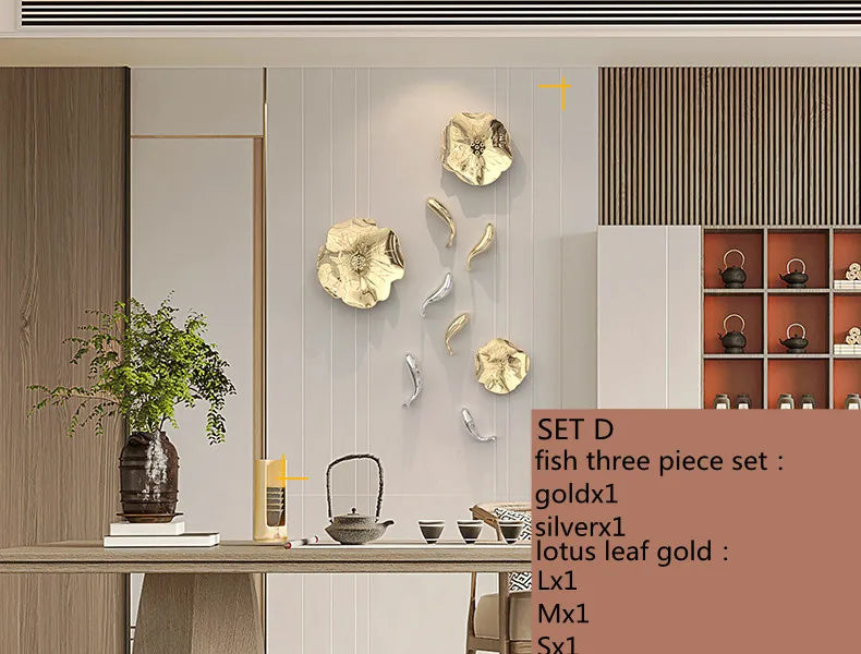 Alia-Décoration murale en résine dorée – Composition artistique moderne