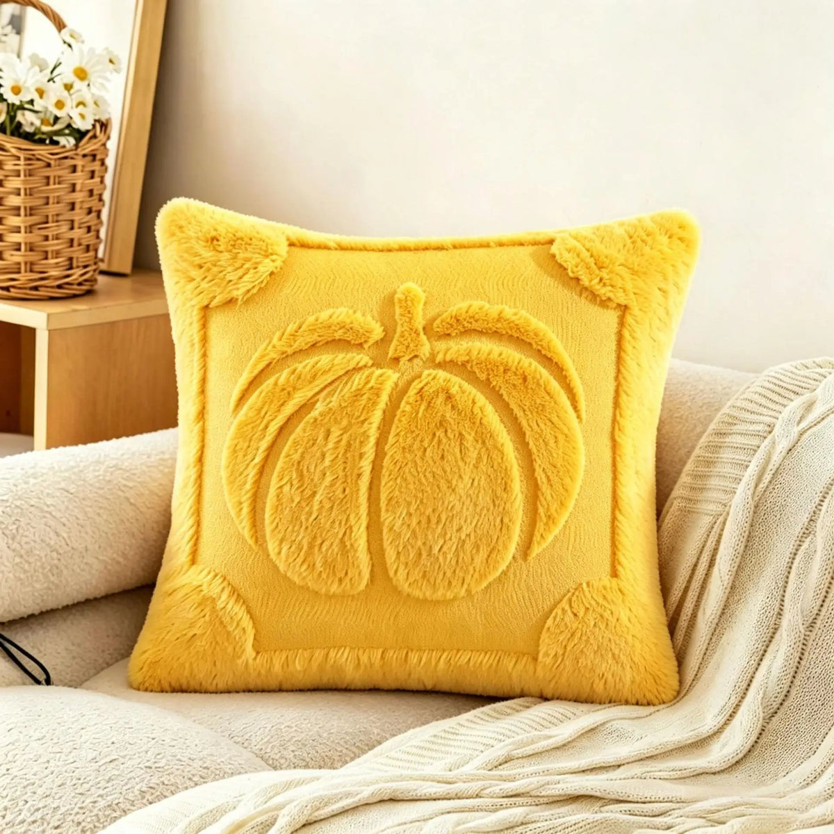 Housse de coussin citrouille 3D – Décoration d’automne