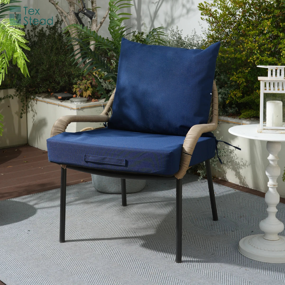 Pam-Coussin de transat extérieur imperméable rayé bleu et blanc