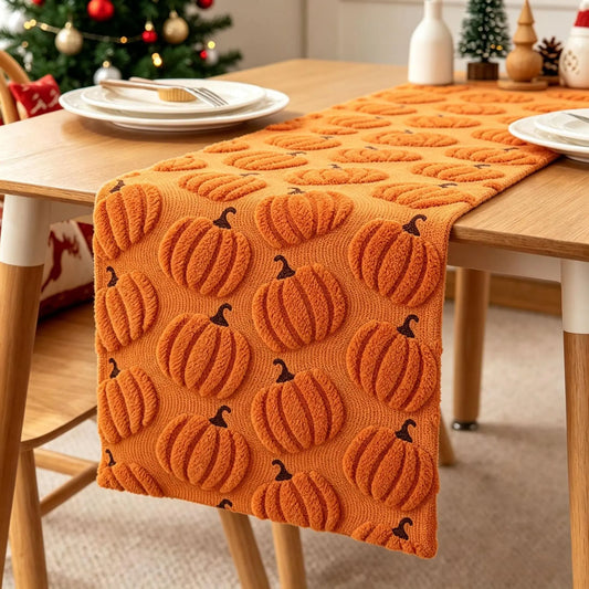Chemin de table brodé automnal – Élégance naturelle
