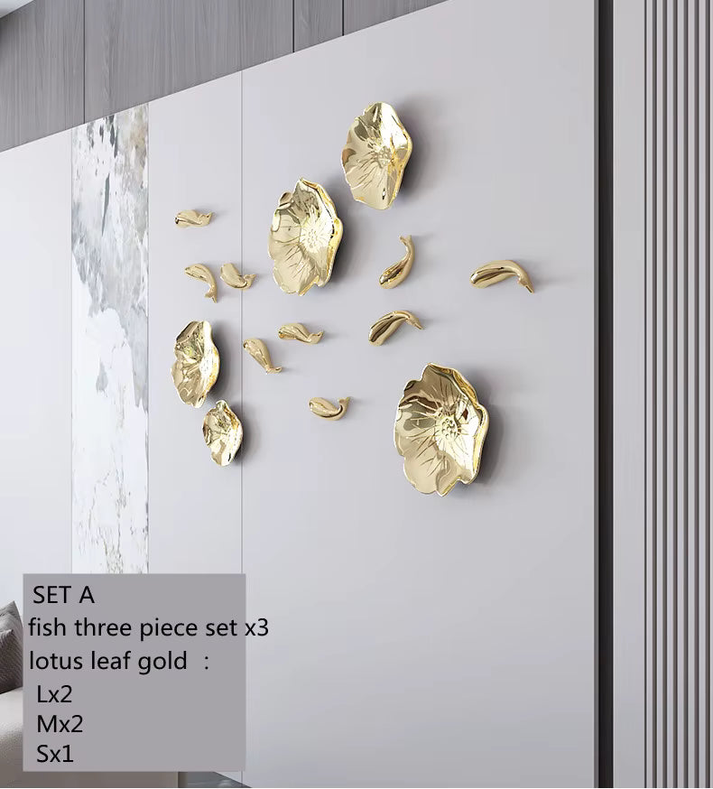 Alia-Décoration murale en résine dorée – Composition artistique moderne