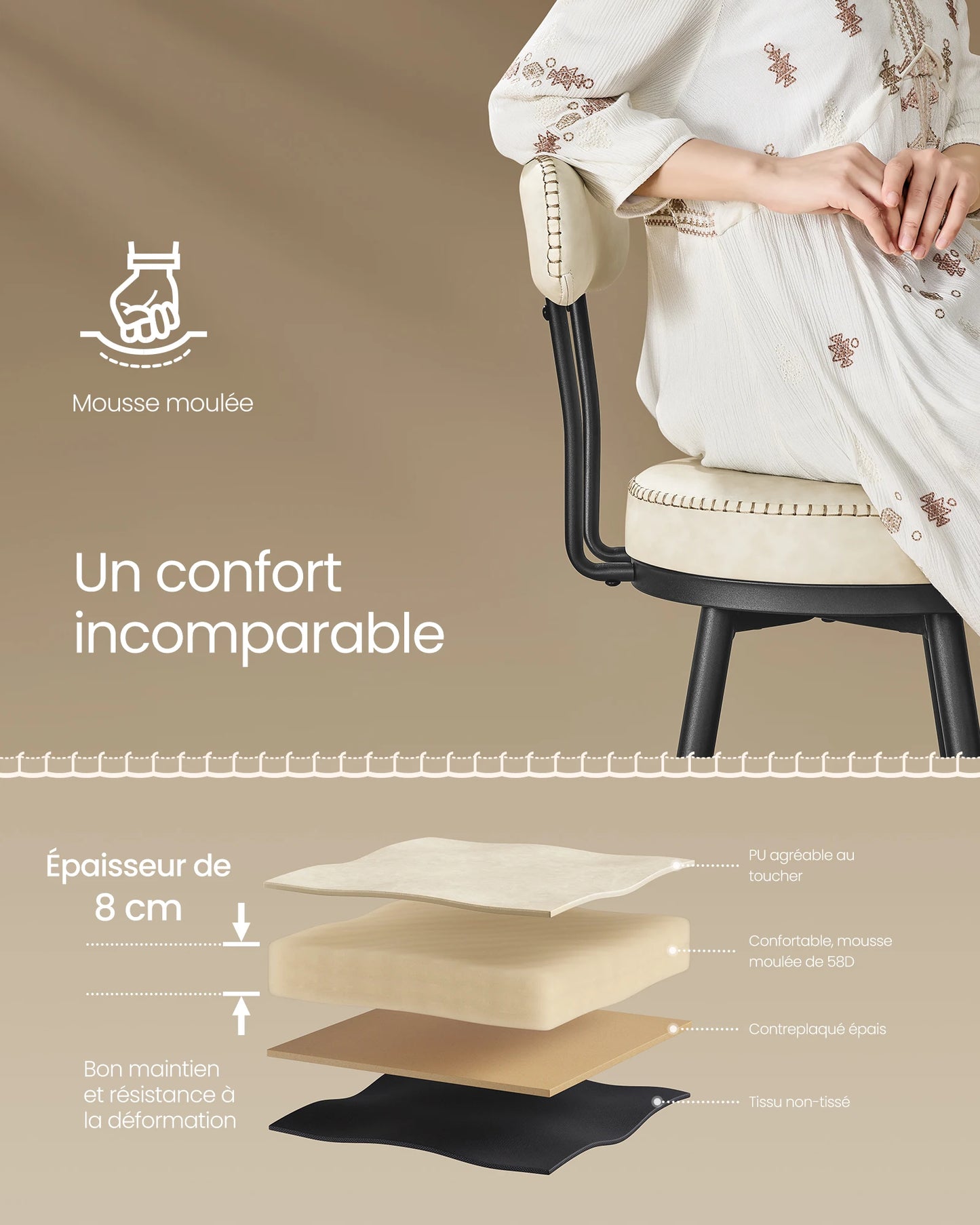 Baron-Lot de 2 tabourets de bar pivotants design minimaliste
