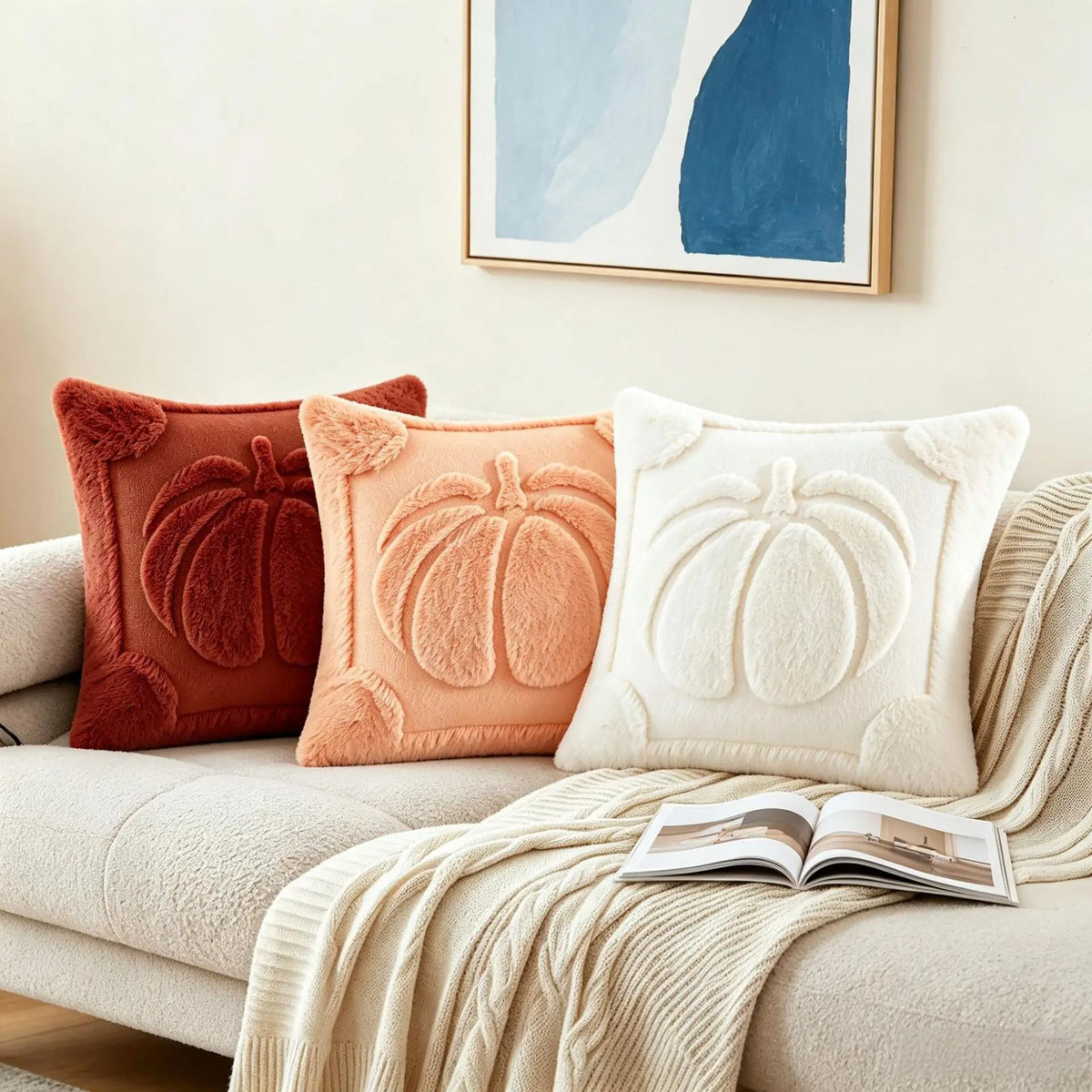 Housse de coussin citrouille 3D – Décoration d’automne