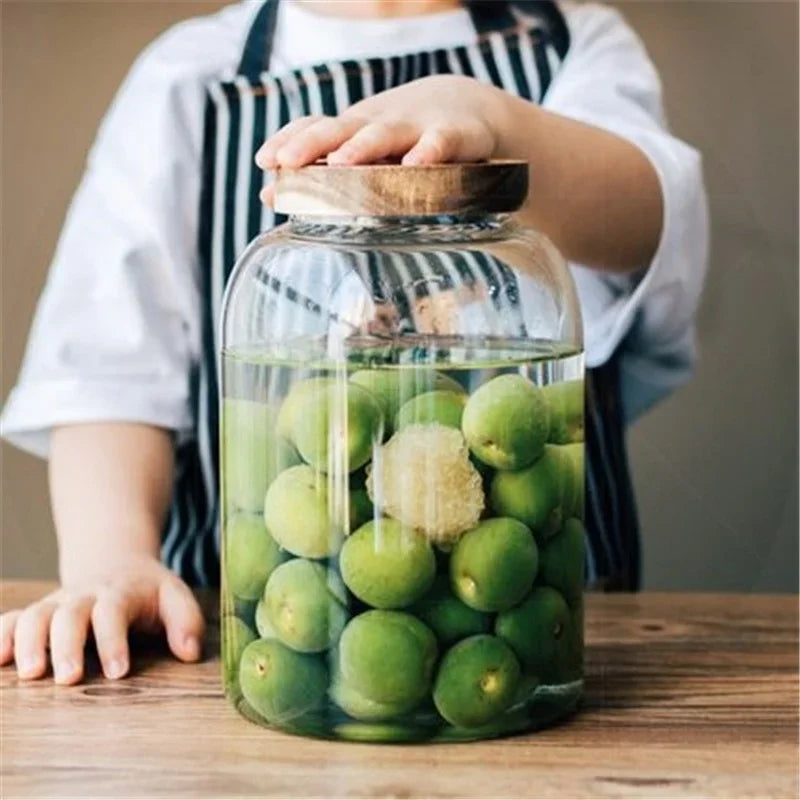 prato-Bocaux en verre grand format avec couvercle bois – Rangement élégant