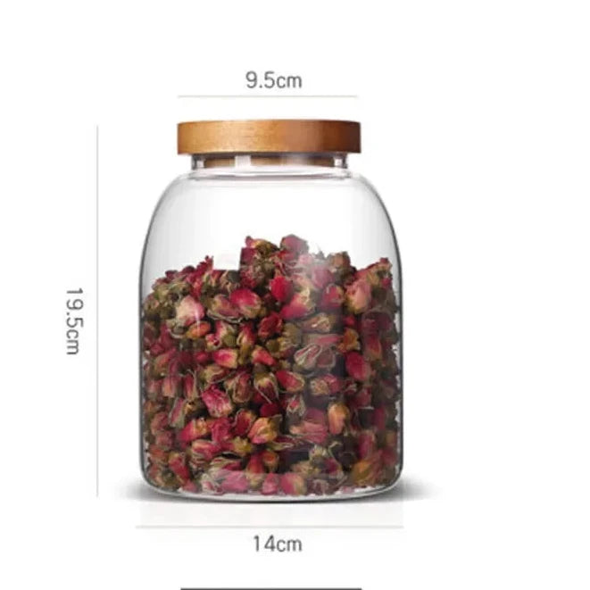 prato-Bocaux en verre grand format avec couvercle bois – Rangement élégant