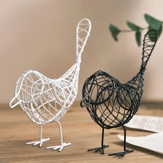 Oiseau décoratif en fil de métal – Sculpture minimaliste
