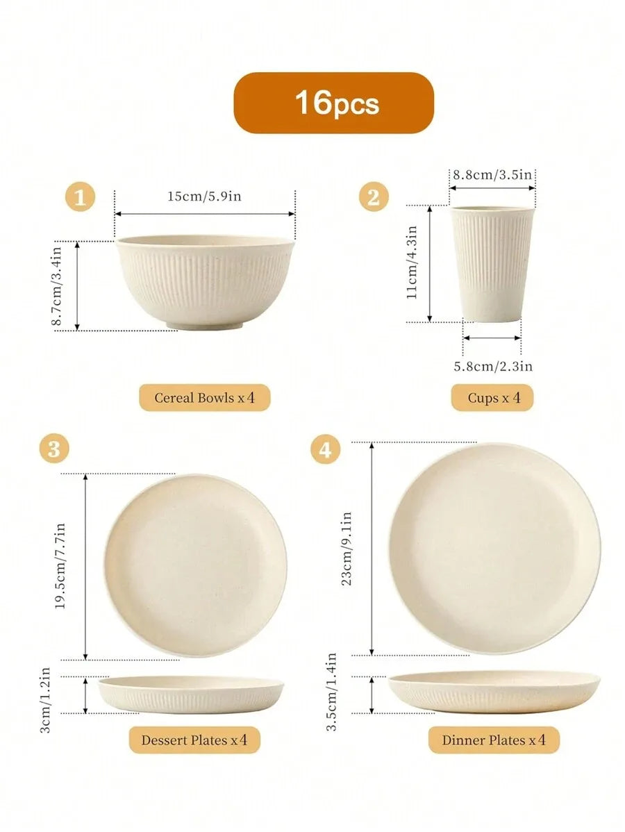 Lilli-Service de table nomade beige réutilisable pour pique-nique
