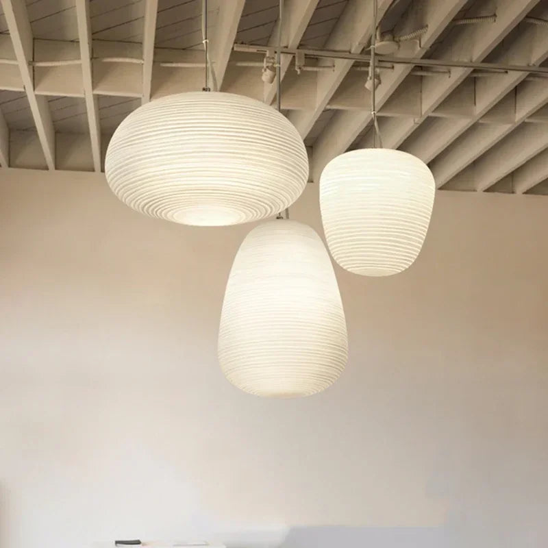 Gheisha-Suspension esprit Japandi Wabi-Sabi – Luminaire design en papier de riz