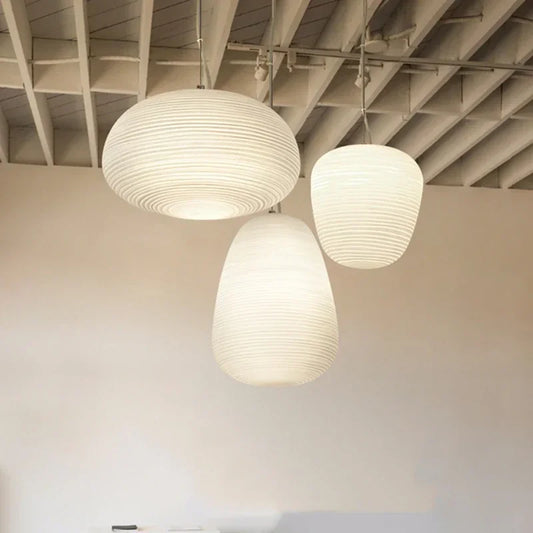 Gheisha-Suspension esprit Japandi Wabi-Sabi – Luminaire design en papier de riz