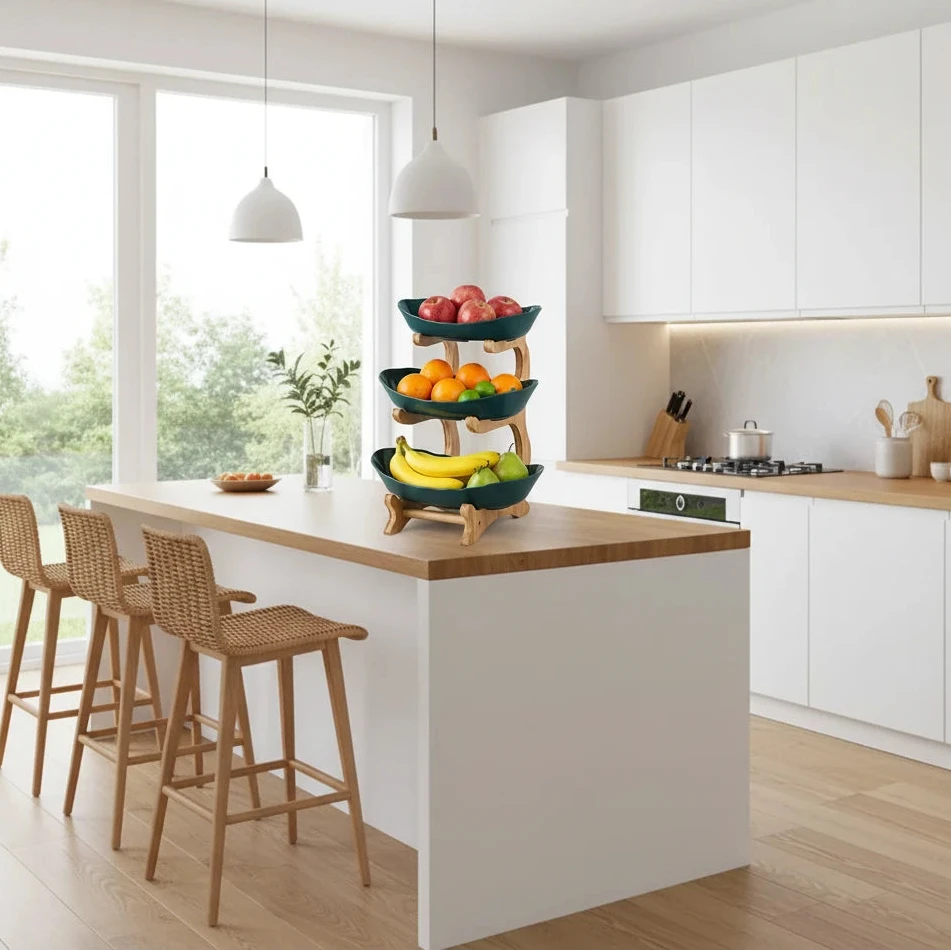 Natro-Présentoir à étages en bois – plateau décoratif élégant