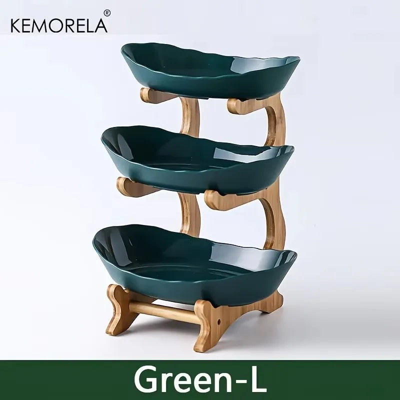 Natro-Présentoir à étages en bois – plateau décoratif élégant
