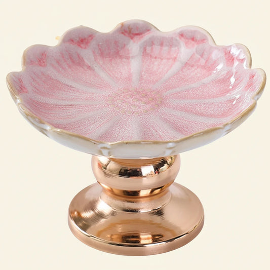 Présentoir à dessert sur pied – coupelle élégante design floral
