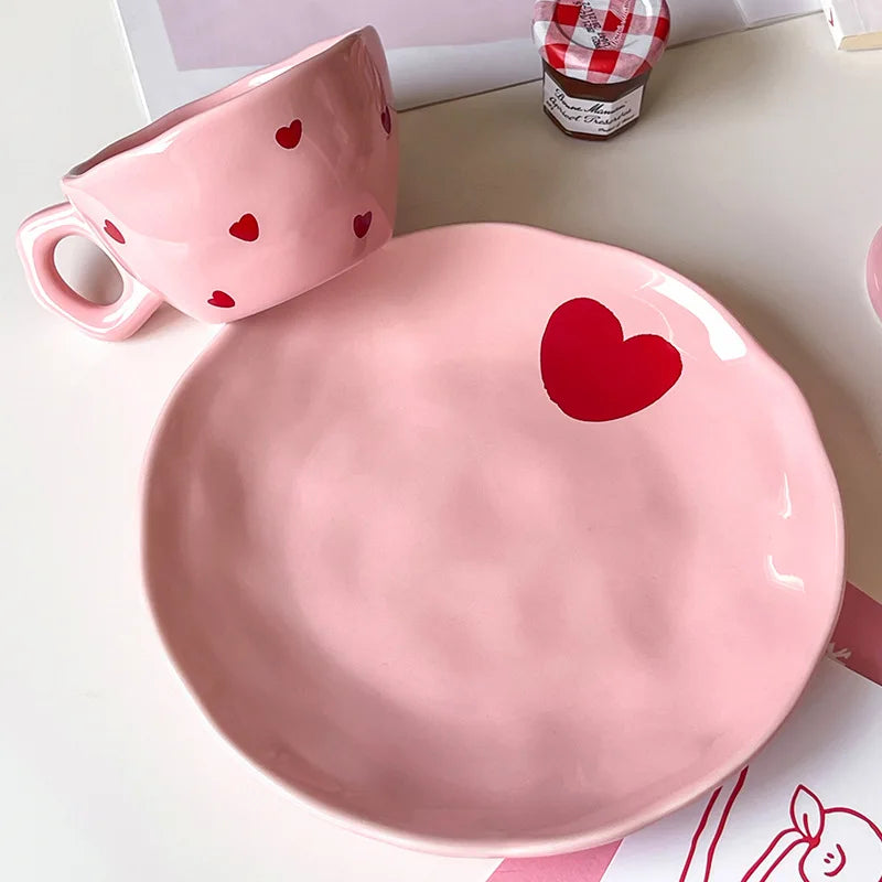 Love-Vaisselle cœur rose en céramique – assortiment de table