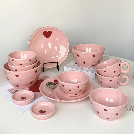Love-Vaisselle cœur rose en céramique – assortiment de table