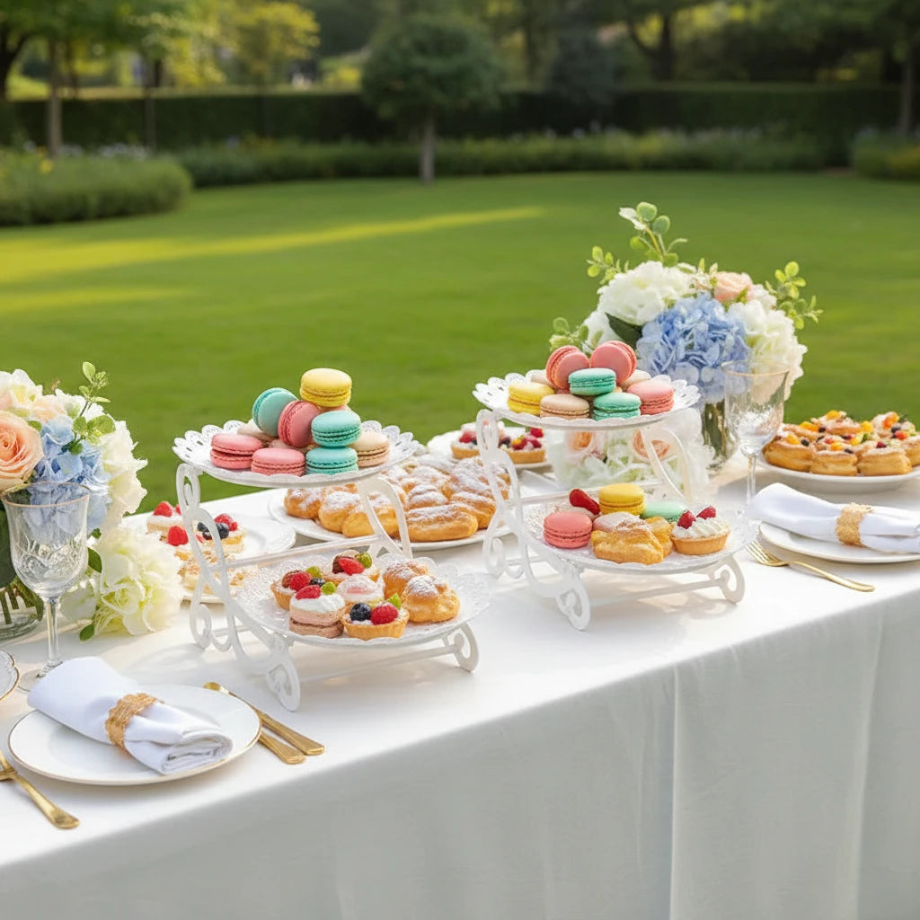 Présentoir décoratif blanc – support élégant pour desserts et décoration