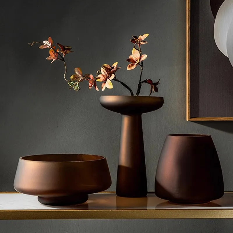 Vase en verre dépoli – Décoration florale & hydroponique