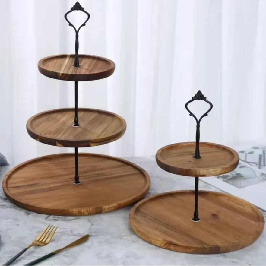 Hippy-Présentoir à dessert en bois 2 ou 3 niveaux – plateau élégant de présentation