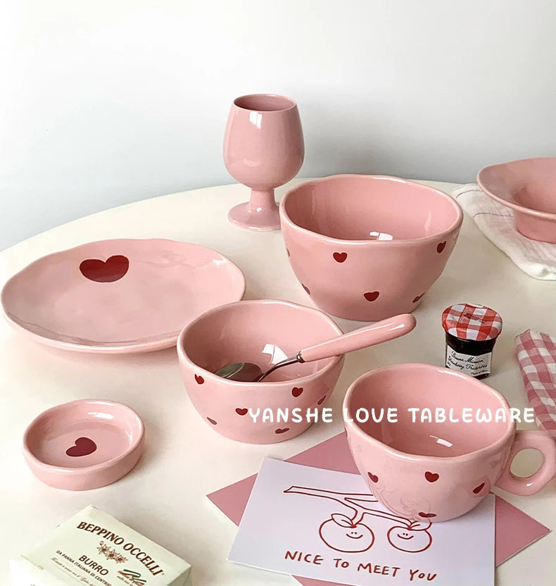 Love-Vaisselle cœur rose en céramique – assortiment de table