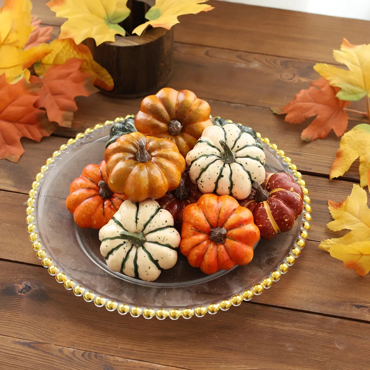 Lot de 10 mini citrouilles artificielles – Décoration d’automne