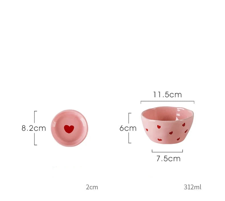 Love-Vaisselle cœur rose en céramique – assortiment de table