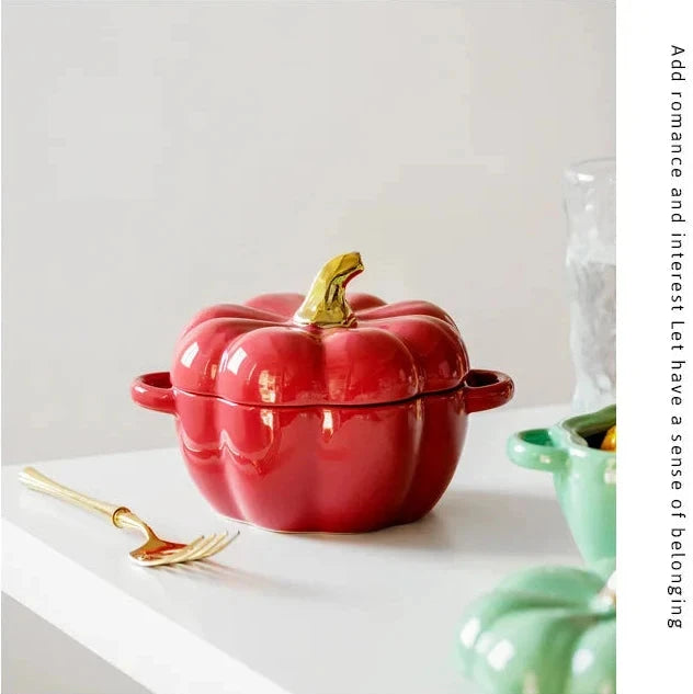 Bol citrouille en céramique avec couvercle – Décoration & art de la table
