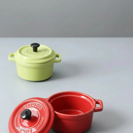 Florence-Mini cocotte en céramique avec couvercle – Élégance et cuisson individuelle