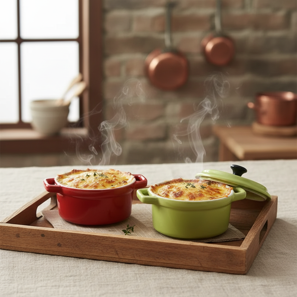Florence-Mini cocotte en céramique avec couvercle – Élégance et cuisson individuelle