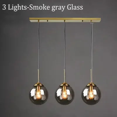 Marbella-Suspension verre ambré design – Luminaire moderne E27 pour salon ou salle à manger