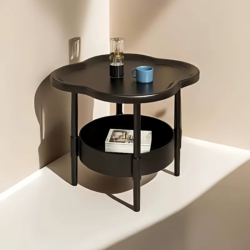Fista-Table d’appoint ronde avec étagère de rangement
