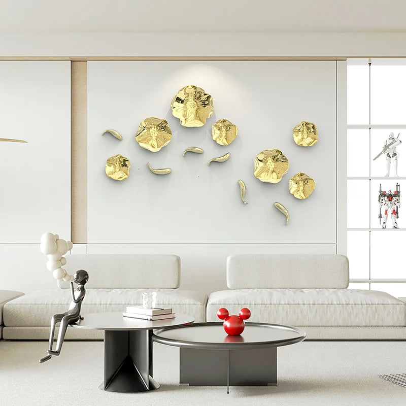 Alia-Décoration murale en résine dorée – Composition artistique moderne