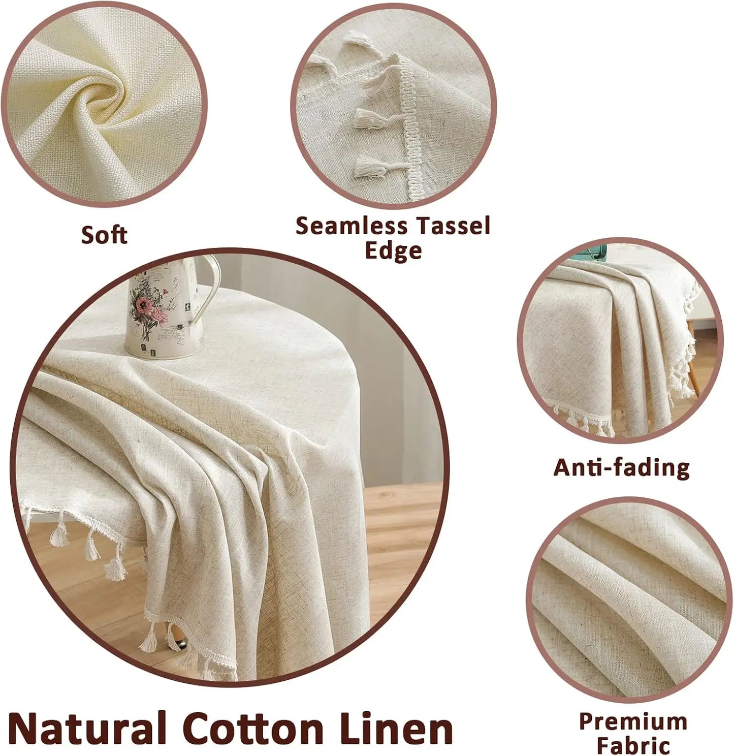 Sidonie-Nappe de table ronde en lin et coton – Élégance naturelle