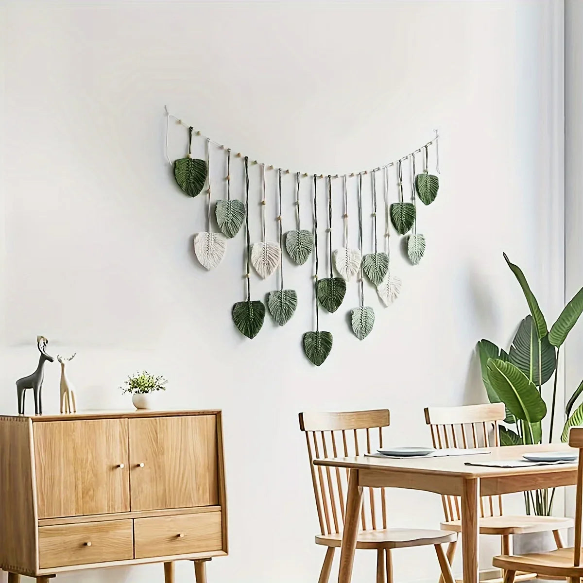Amazone-Décoration murale suspendue bohème feuilles vertes