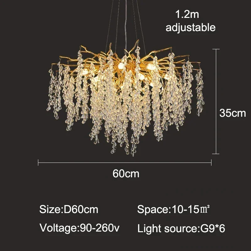 Dubaï-Suspension cristal moderne dorée – lustre design salon