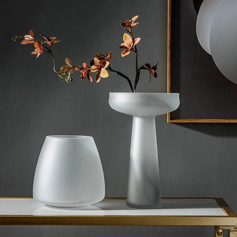 Vase en verre dépoli – Décoration florale & hydroponique