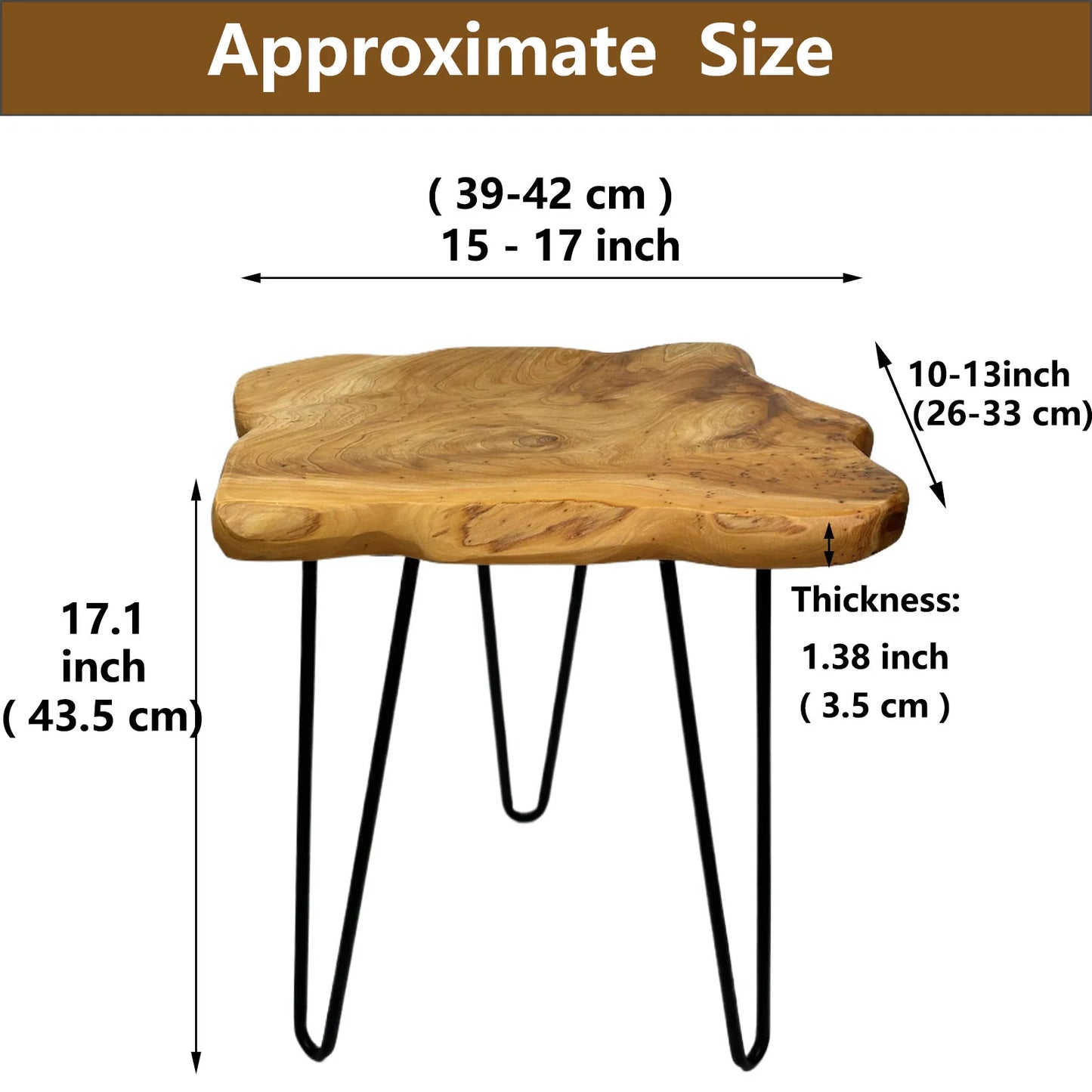Bimba-Table d’appoint design bois naturel et pieds métal – Style moderne