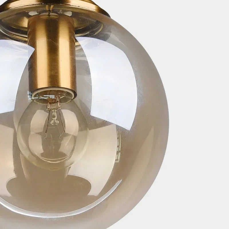 Marbella-Suspension verre ambré design – Luminaire moderne E27 pour salon ou salle à manger
