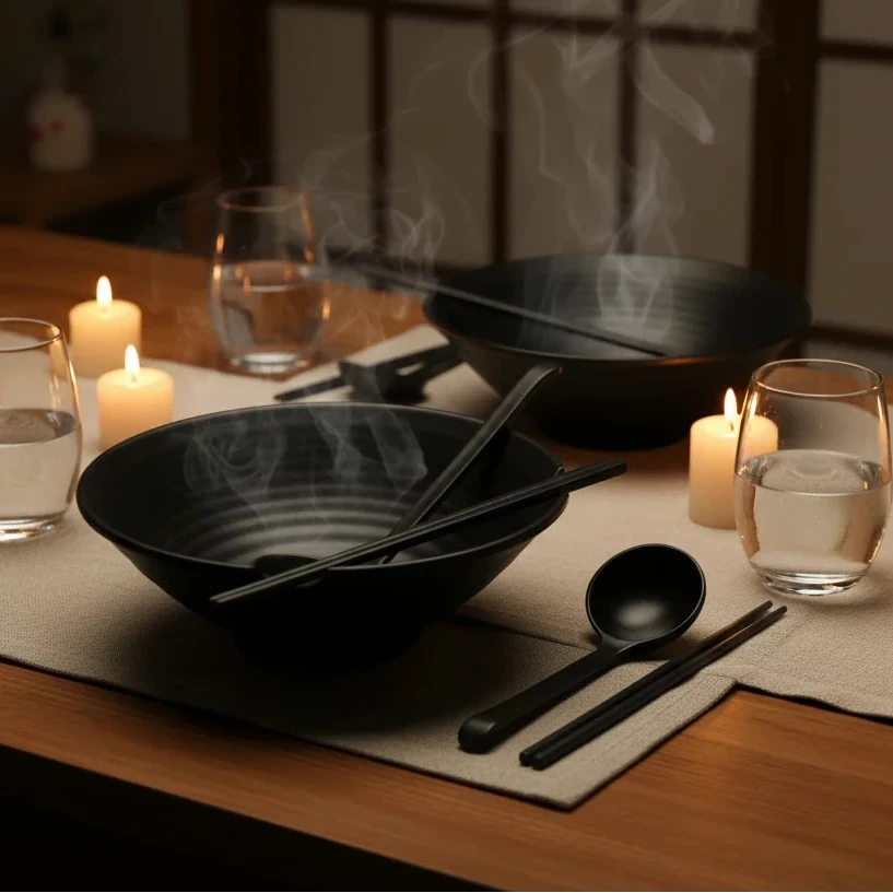 Shu-Ensemble de 2 bols japonais pour ramen avec baguettes et cuillères (2 bols)