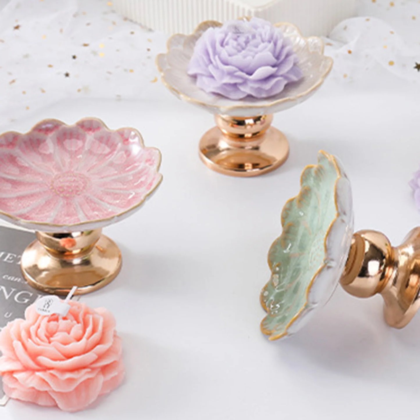Fleur-Présentoir à dessert sur pied – coupelle élégante design floral