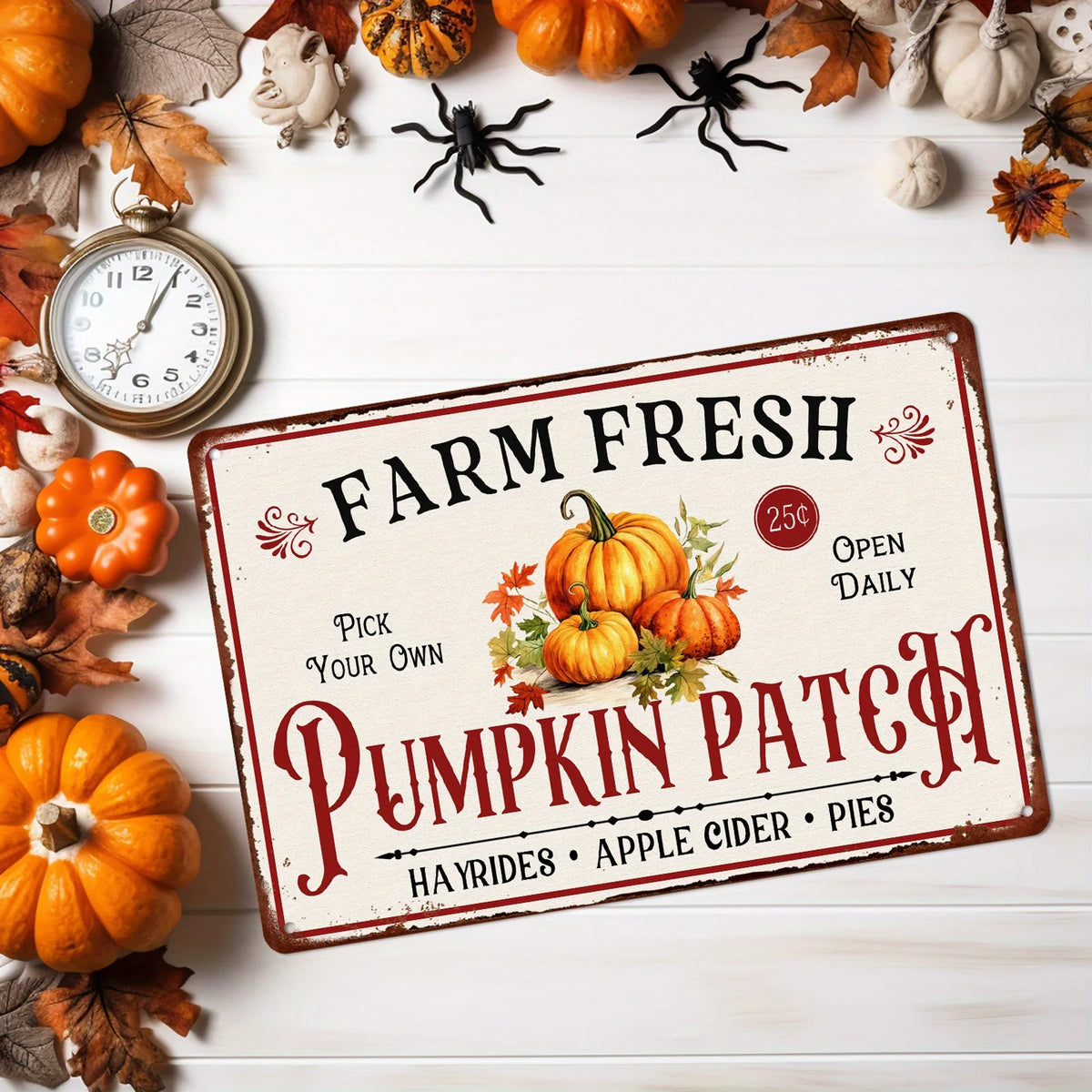 Plaque murale vintage – Citrouille d’automne