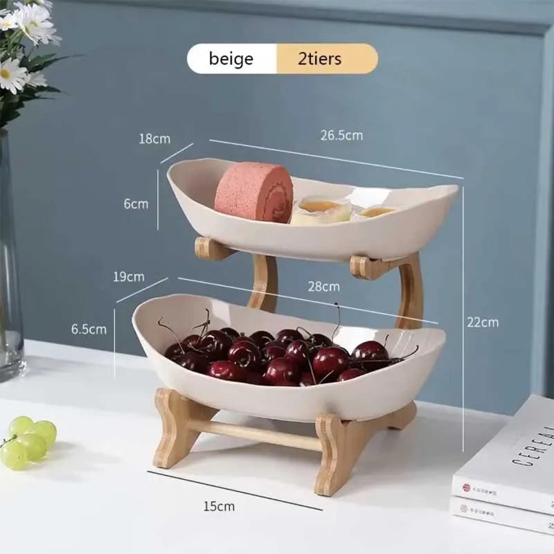 Natro-Présentoir à étages en bois – plateau décoratif élégant