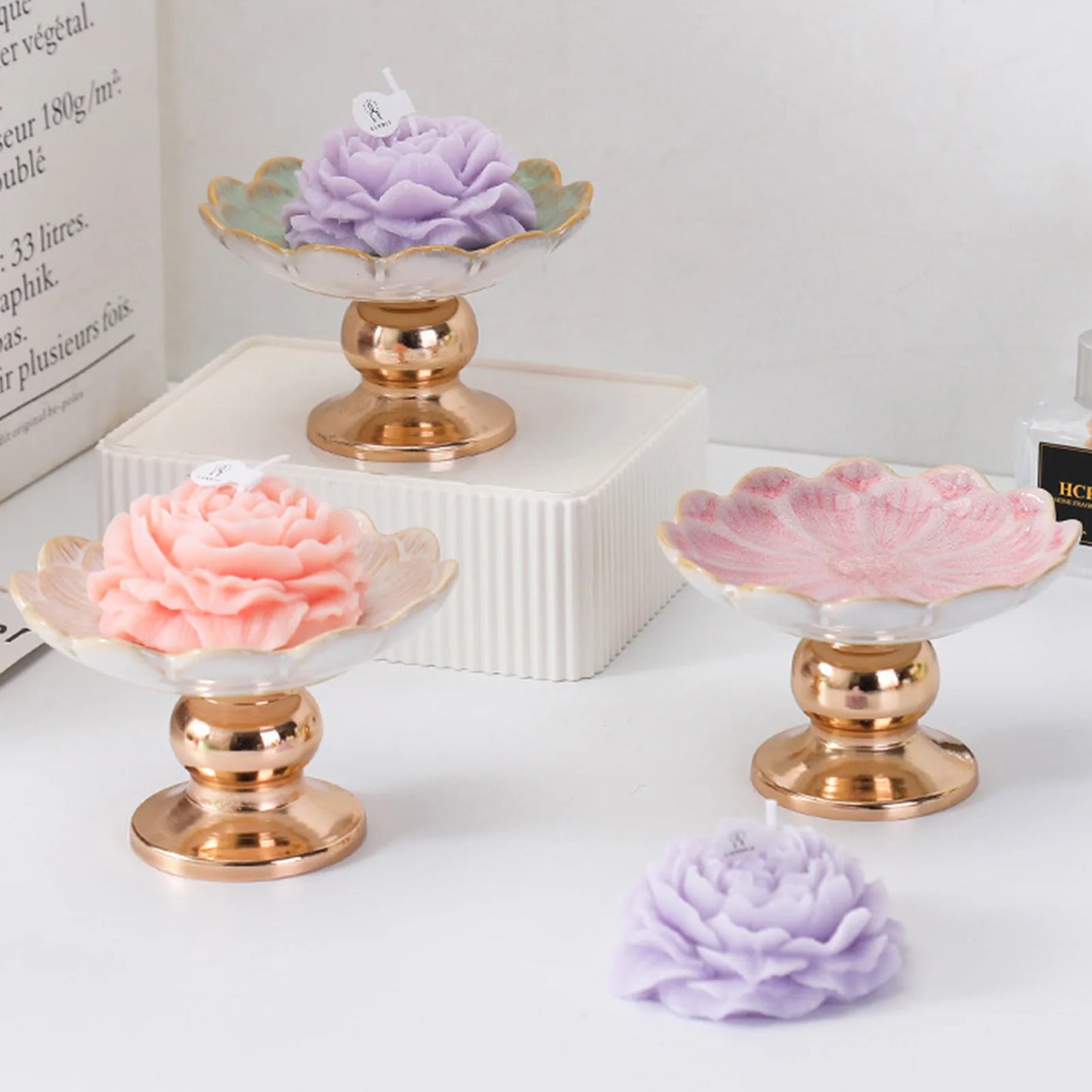 Fleur-Présentoir à dessert sur pied – coupelle élégante design floral