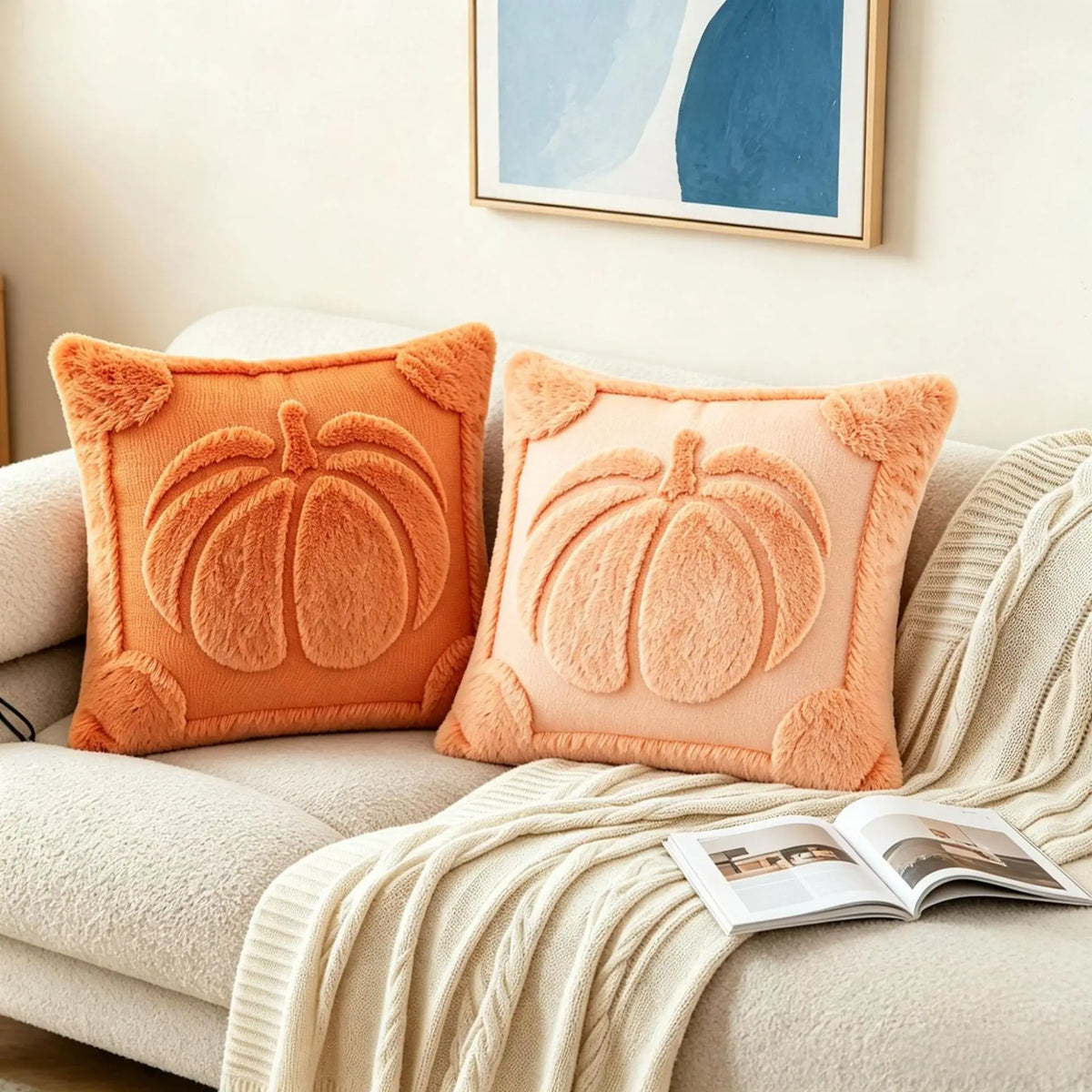 Housse de coussin citrouille 3D – Décoration d’automne