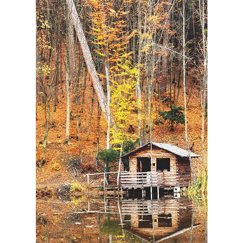 Peinture sur Toile Imprimée de Feuilles Jaunes d'Automne, Vue d'Automne, Paysage, Affiche d'Halloween, Image de Salon, Décoration de Maison