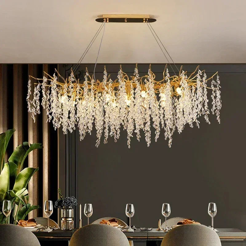 Dubaï-Suspension cristal moderne dorée – lustre design salon
