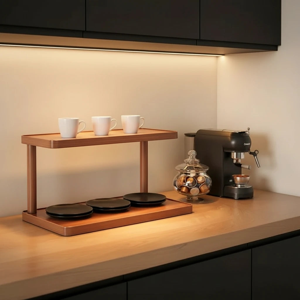 Étagère de rangement en bois 2 niveaux – Élégance et organisation