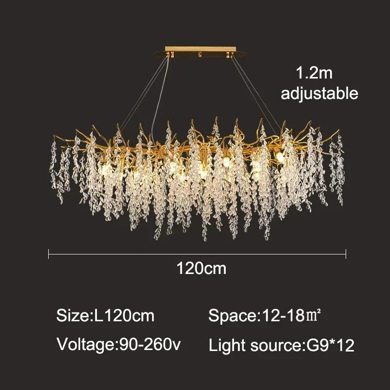 Dubaï-Suspension cristal moderne dorée – lustre design salon